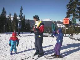 Papa Derry takes the kids skiing